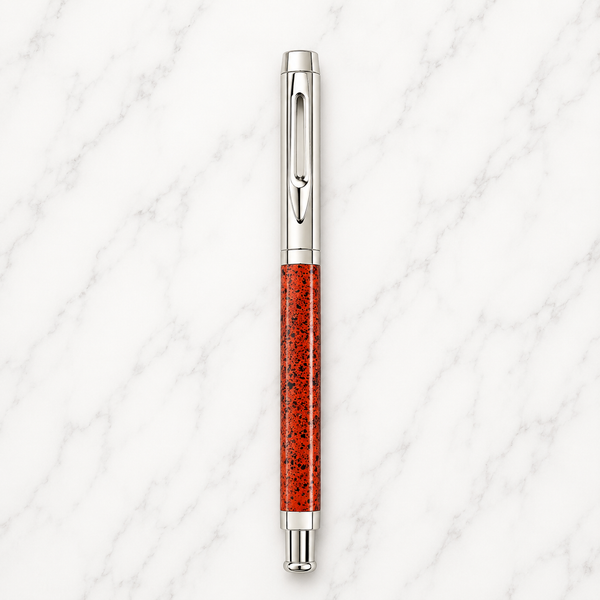 Ballpen Bazaar Metallic Orange Designer Ball Pen with Silver Cap | Openable Mechanism | Blue Ink | Premium Metal Writing Pen
