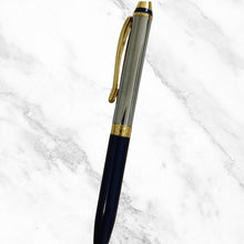 Metallic Glossy Blue & Silver Mini Ball Pen – Gold Clip Twist