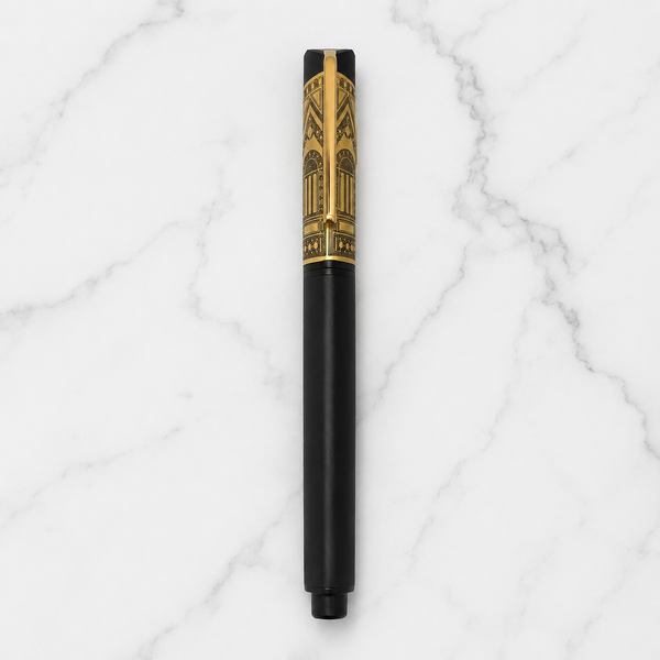 Rectangle Matte Black Ball Pen with Designer Cap – Blue Ink