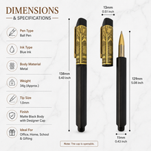 Rectangle Matte Black Ball Pen with Designer Cap – Blue Ink