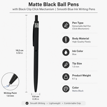 Set of 2 Matte Black Body Ball Pens – Click Mechanism | Blue Ink