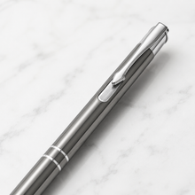Ballpen Bazaar Set of 2 Metallic Glossy Ball Pens Gray & Blue Body with Silver Clip Click Mechanism Blue Ink