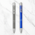 Ballpen Bazaar Set of 2 Metallic Glossy Ball Pens Gray & Blue Body with Silver Clip Click Mechanism Blue Ink