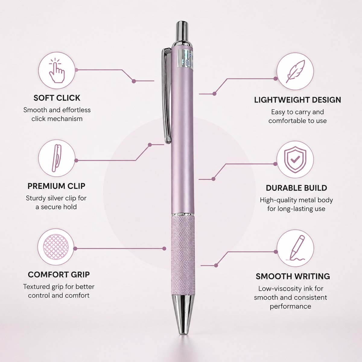 Ballpen Bazaar  Ballpen Bazaar Set of 2 Metallic Glossy Purple Ball Pens with Silver Clip | Click Mechanism | Blue Ink | Includes 2 Free Plastic Jotter Blue Ink Refills | Premium Metal Ball Pen for Office, School, Business & Gifting with Name Engraving