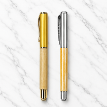 Set of 2 Wooden Body Ball Pens with Silver & Gold Cap – Blue Ink 