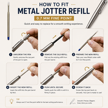Set of 3 Metal Jotter Blue Ink Refills 0.7mm Fine Point|Ballpen Bazaar