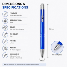 Ballpen Bazaar Set of 3 Metallic Ball Pens – Black, Blue & Gray Body with Silver Clip | Click Mechanism | Blue Ink