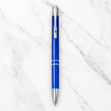 Ballpen Bazaar Set of 3 Metallic Ball Pens – Black, Blue & Gray Body with Silver Clip | Click Mechanism | Blue Ink