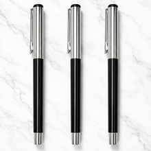 Ballpen Bazaar Set of 3 Metallic Glossy Black Ball Pens with Silver Cap | Openable Mechanism | Blue Ink Premium Writing Pens