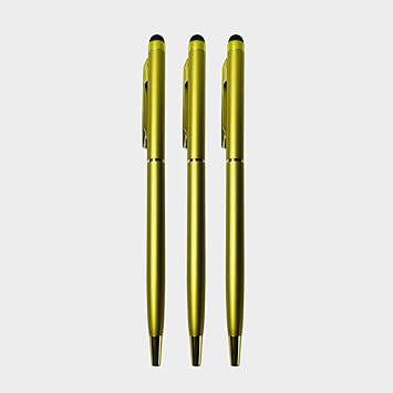 Set of 3 Gold Stylus Ball Pens | Twist Mechanism | Ballpen Bazaar