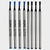 Ballpen Bazaar Set of 6 Roller Pen Refills 0.8mm Blue & Black Ink | 3 Blue + 3 Black | Silver Body