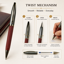Ballpen Bazaar Silver & Orange Dual Tone Ball Pen with Leather Grip, Gold Clip, Twist Mechanism, Blue Ink