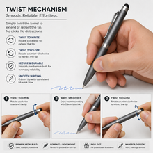 Stylus Matte Gunmetal Mini Ball Pen – Twist Mechanism | Blue Ink
