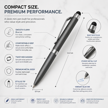Stylus Matte Gunmetal Mini Ball Pen – Twist Mechanism | Blue Ink