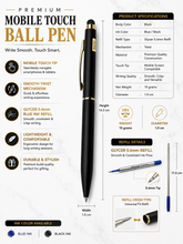 Matt Black color body Mobile Touch Ball Pen – Blue Ink
