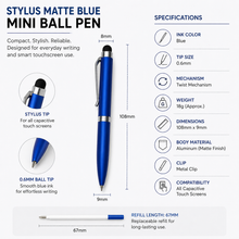 Stylus Matt Blue Mini Ball Pen | Twist Mechanism | Blue Ink