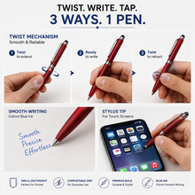 Stylus Matt Red Mini Ball Pen – Silver Clip | Blue Ink Twist Pen