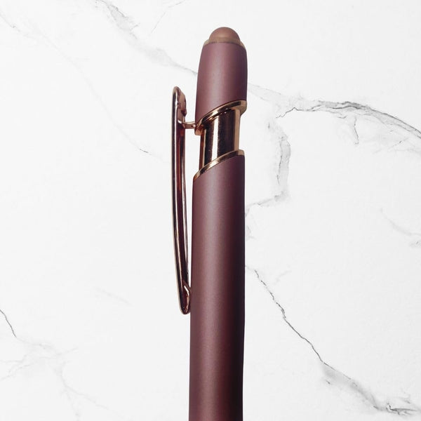 Ballpen Bazaar Stylus Matt Rose Gold Ball Pen with Glossy Rose Gold Clip