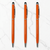 Ballpen Bazaar Stylus Metallic Glossy Orange Ball Pen with Silver Clip Twist Mechanism Blue Ink – Set of 3
