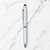 Ballpen Bazaar Stylus Metallic Glossy White Mini Ball Pen with Black Design & Silver Clip | Twist Mechanism | Blue Ink | Touchscreen Stylus Pen