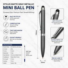 Stylus Matte Gray Mini Ball Pen – Silver Clip | Twist Mechanism 