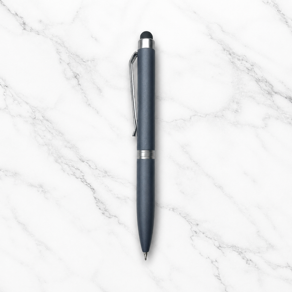 Stylus Matte Gray Mini Ball Pen – Silver Clip | Twist Mechanism 