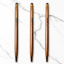 Ballpen Bazaar Stylus Rose Gold Ball Pen Set of 3 | Copper Clip | Twist Mechanism | Smooth Blue Ink | Premium Metal Stylus Pen for Office, School & Gifting