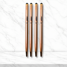 Set of 4 Rose Gold Stylus Ball Pens with Copper Clip