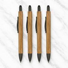 Ballpen Bazaar Stylus Wooden Colour Body Ball Pen with Silver Clip Click Mechanism Blue Ink – Set of 4