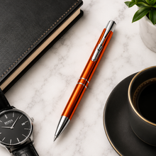 Ballpen Bazaar’s Metallic Glossy Orange Ball Pen – Pack of 2 | Silver Clip