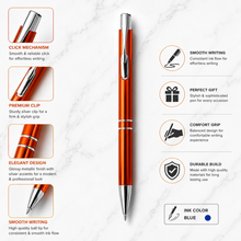 Ballpen Bazaar’s Metallic Glossy Orange Ball Pen – Pack of 2 | Silver Clip