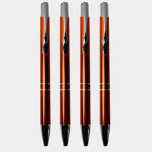 Ballpen Bazaar’s Metallic Glossy Orange Click Ball Pen Set – 4 Premium Metal Body Pens with Silver Clip | Smooth Blue Ink Writing