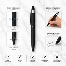 Black Body Ball Pen with Black Clip – Twist Mechanism | Cross Type Blue Ink
