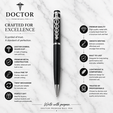 Black Body Ball Pen – Doctor Silver Clip | Twist Mechanism
