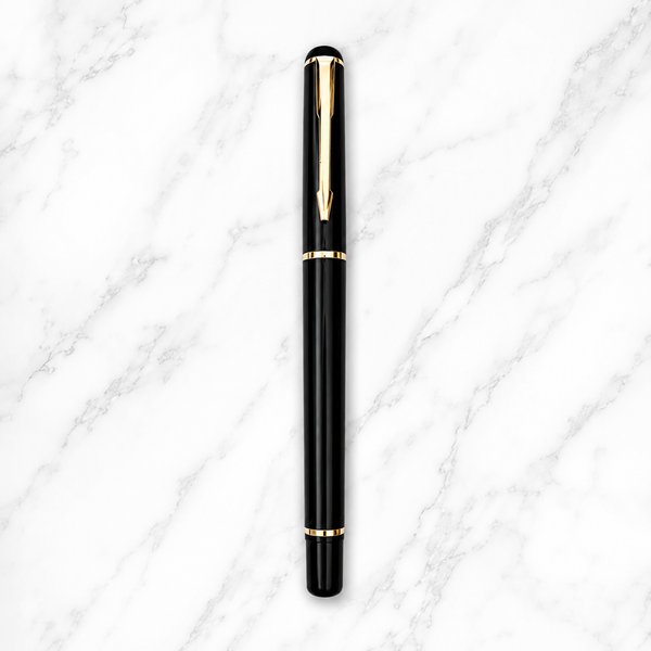 Black Body Golden Clip Ball Pen – Blue Ink | BallPenBazaar