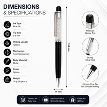 Black Diamond Pen – Elegant Design | Smooth Writing with Mini VT Refill Blue Ink