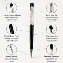 Black Diamond Pen – Elegant Design | Smooth Writing with Mini VT Refill Blue Ink