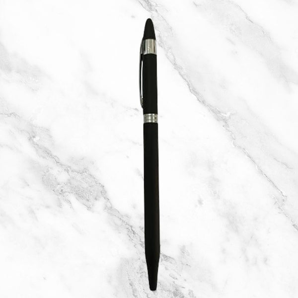 Black Metal Ball Pen with Silver Clip – Elegant Twist | Smooth Blue Ink Writing 0.6mm