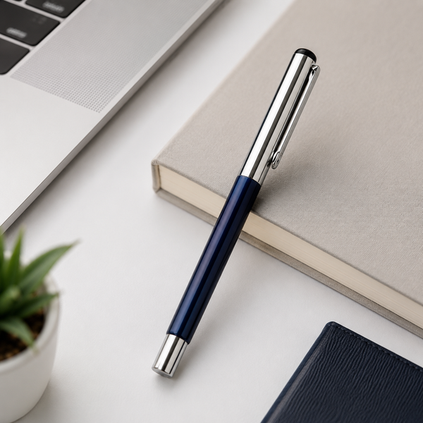 Elegant Blue and Silver Ball Pen – Black Ink | BallPenBazaar