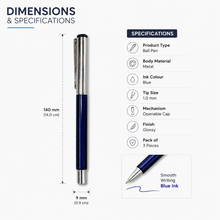 Elegant Blue and Silver Ball Pen – Black Ink | BallPenBazaar