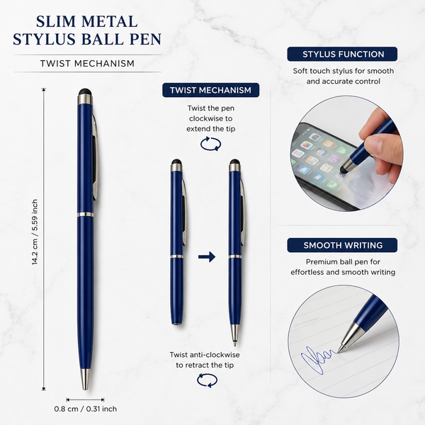 Blue Mobile Touch Pen – Twist Mechanism | Cross Refill