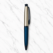 Gunmetal and Blue Twist Ball Pen – Black Ink | BallPenBazaar
