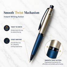 Gunmetal and Blue Twist Ball Pen – Black Ink | BallPenBazaar