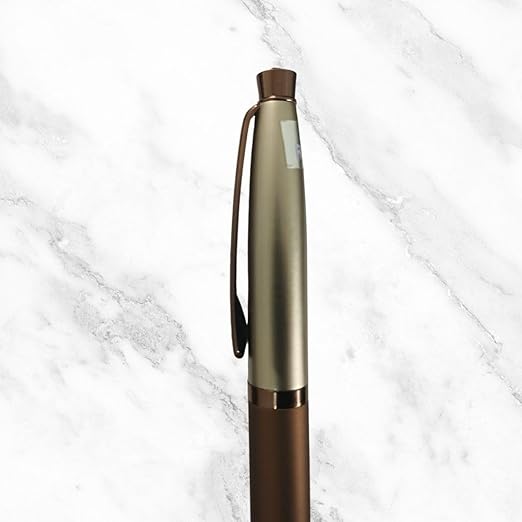 Brown and Silver Ball Pen – Twist Mechanism | Smooth Writing Blue Ink