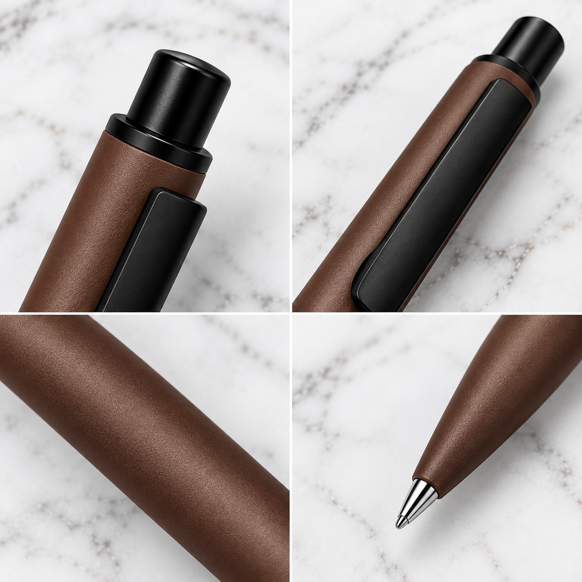 Brown Metal Click Ball Pen | Matte Finish | 0.7 mm Blue Ink | Plastic Jotter Refill