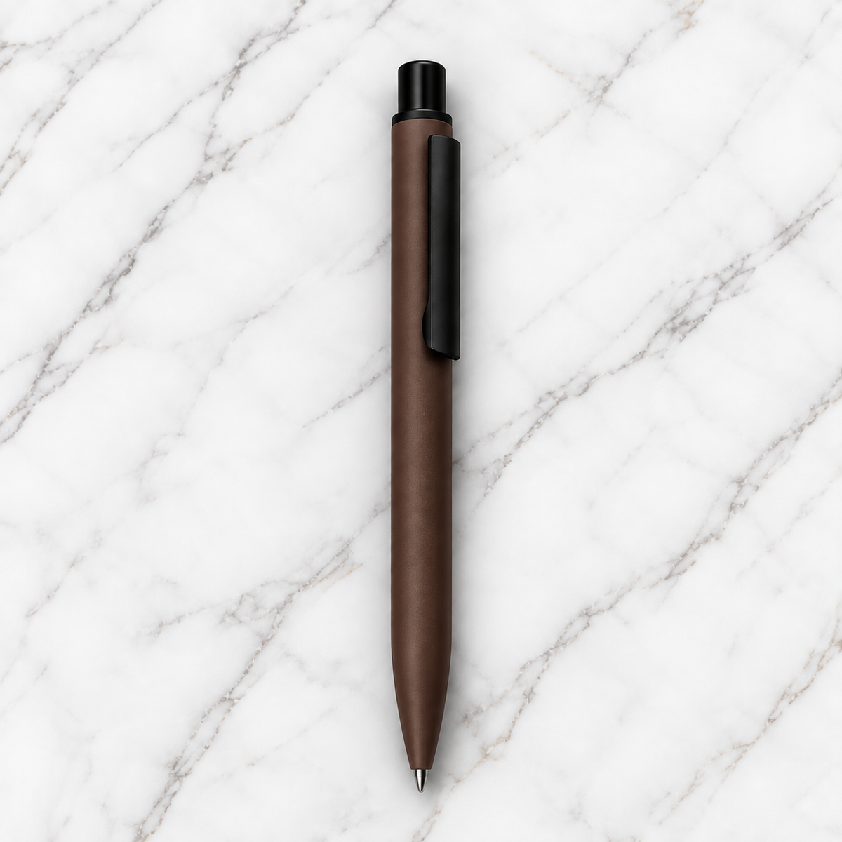 Brown Metal Click Ball Pen | Matte Finish | 0.7 mm Blue Ink | Plastic Jotter Refill