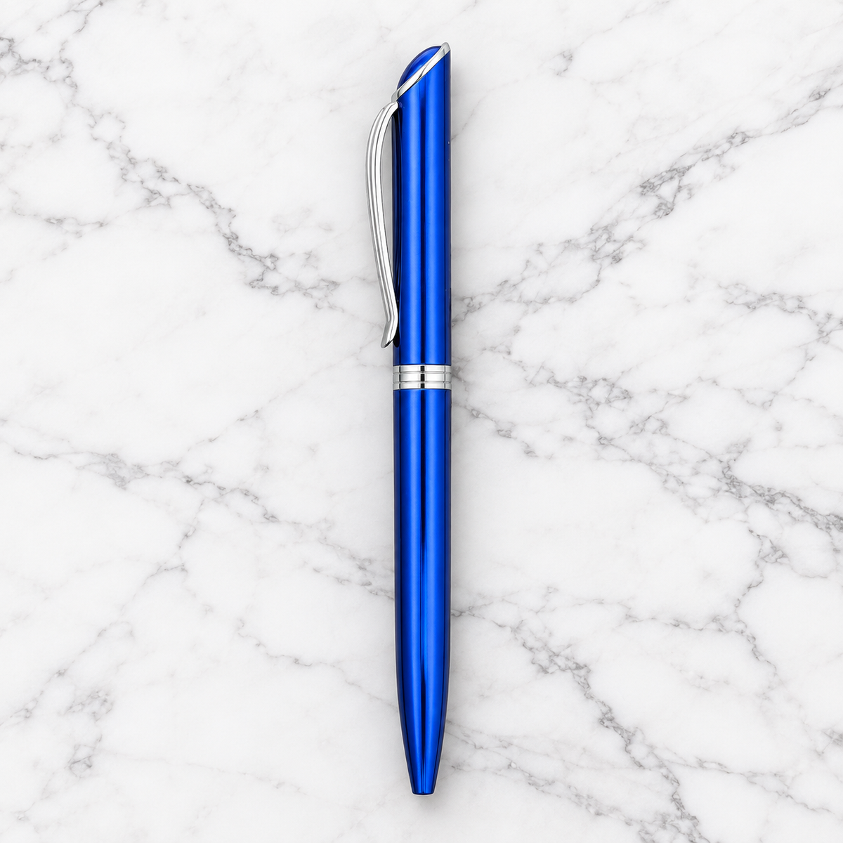 Metallic Glossy Blue Metal Twist Ball Pen | Blue Ink | 0.7 mm Screw Type Metal Refill | Executive Gift Pen