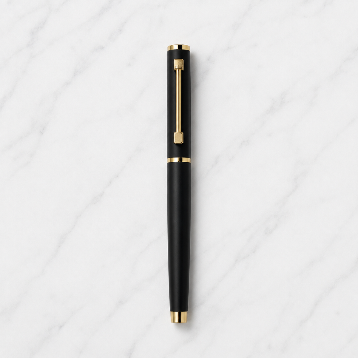 Matt black openable ball pen with gold designer clip product image