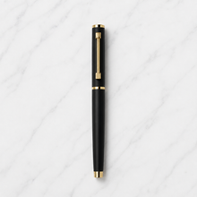 Ballpen Bazaar Matt Black Metal Ball Pen with Matt Black Cap & Designer Glossy Gold Clip | Openable Cap | Blue Ink | Premium Executive Writing Pen | 1 Pen + 1 Free Refill | Gift for Office & Business