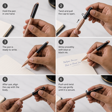 Ballpen Bazaar Metallic Glossy Rose Gold Ball Pen with Black Cap & Rose Gold Clip | Openable Mechanism | Blue Ink | 1 Pen + 1 Free Refill